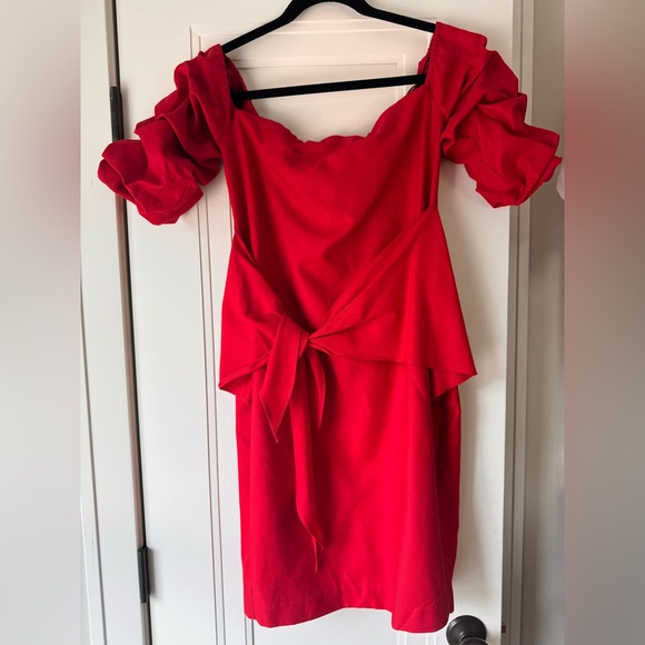 Revolve Amanda Uprichard Rory Red Off the Shoulder Mini Dress Small - Picture 2 of 6